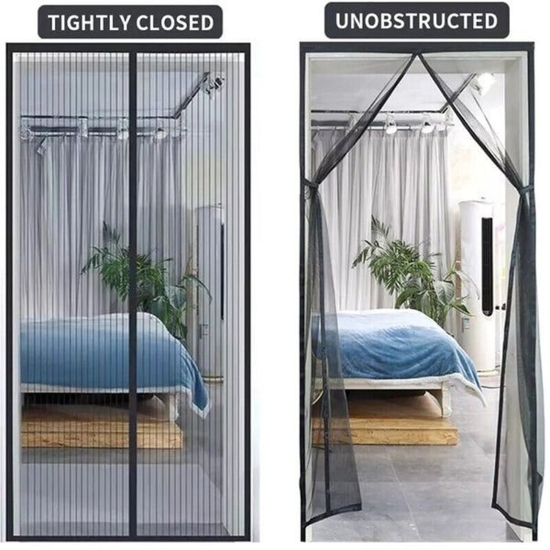 HandsFree Magnetic Screen Door Durable Mesh Curtain Heavy Duty Mosquito Net For Bug Protection 5