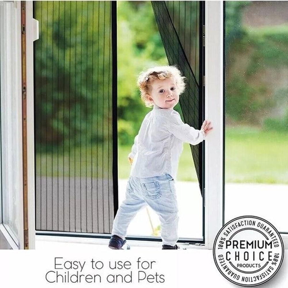 HandsFree Magnetic Screen Door Durable Mesh Curtain Heavy Duty Mosquito Net For Bug Protection 6
