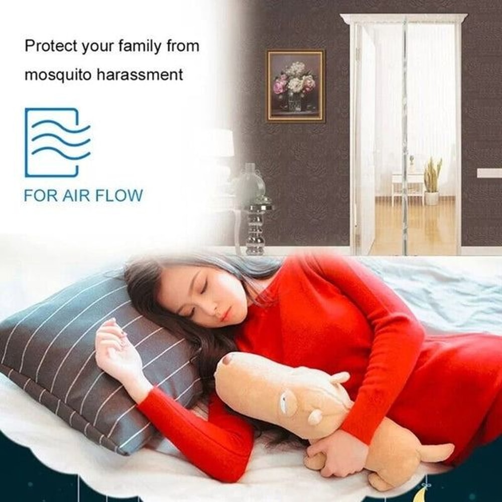 HandsFree Magnetic Screen Door Durable Mesh Curtain Heavy Duty Mosquito Net For Bug Protection 7