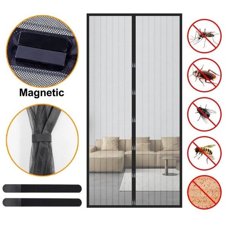 HandsFree Magnetic Screen Door Durable Mesh Curtain Heavy Duty Mosquito Net For Bug Protection 8