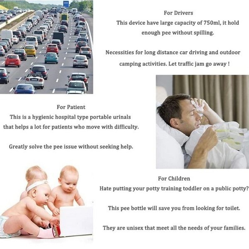 Portable Urinal For Male Female Travel Camping Car Toilet Pee Bottle Emergency Kit For Convenience 1