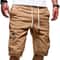 Men Chino Cargo Shorts Drawstring Waist 6 Pockets Elastic Waistband Comfortable Summer Trousers For 3