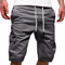 Men Chino Cargo Shorts Drawstring Waist 6 Pockets Elastic Waistband Comfortable Summer Trousers For 7