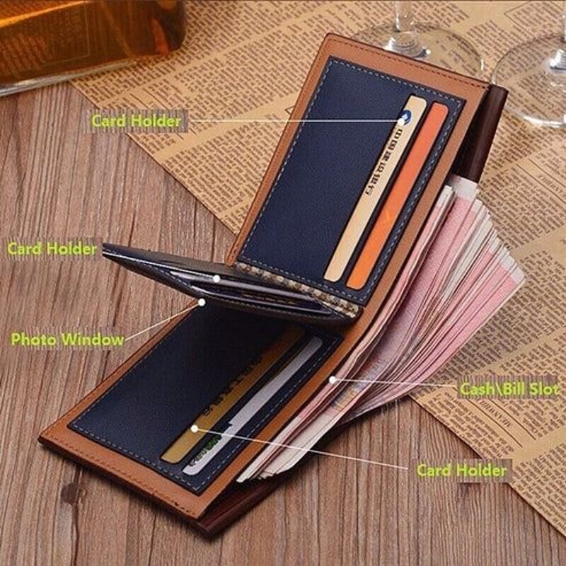 Mens Slim Leather Wallet Bifold Billfold Purse Credit ID Card Holder Genuine Leather 12