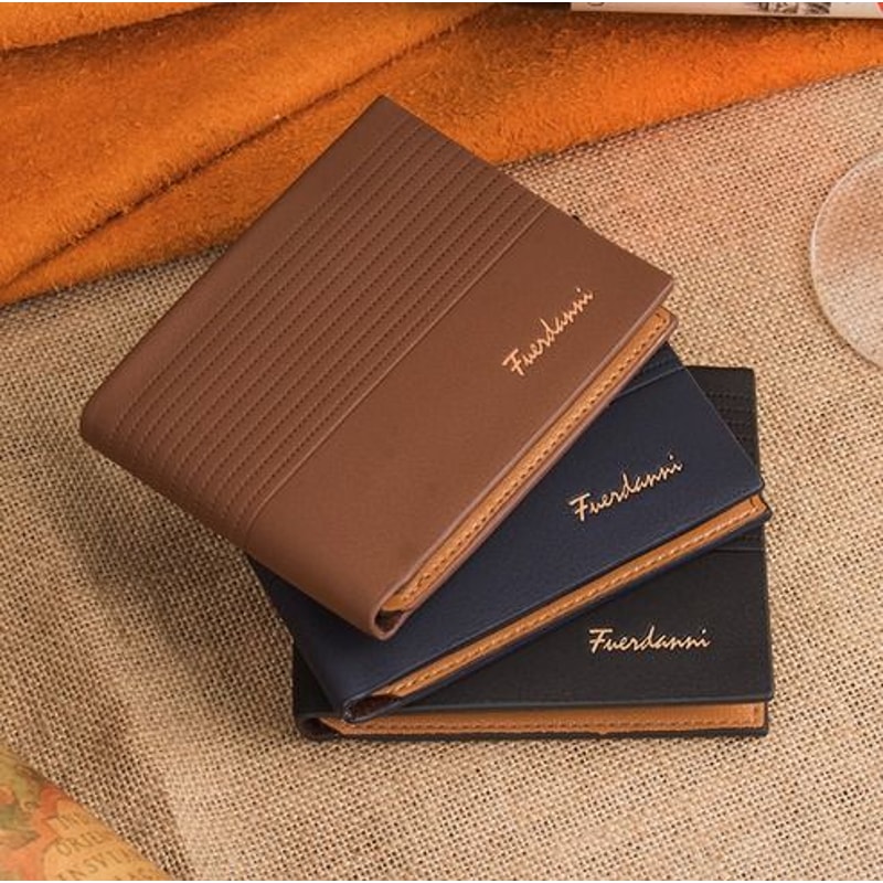 Mens Slim Leather Wallet Bifold Billfold Purse Credit ID Card Holder Genuine Leather 14