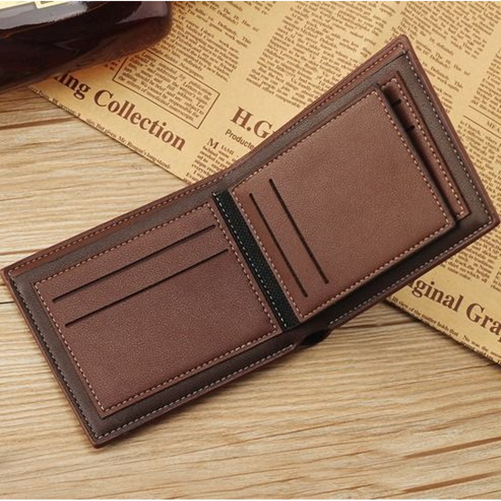 Mens Slim Leather Wallet Bifold Billfold Purse Credit ID Card Holder Genuine Leather 15