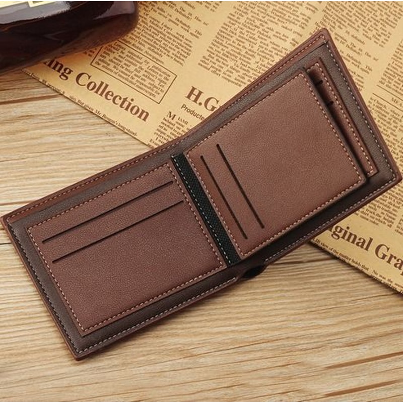 Mens Slim Leather Wallet Bifold Billfold Purse Credit ID Card Holder Genuine Leather 15