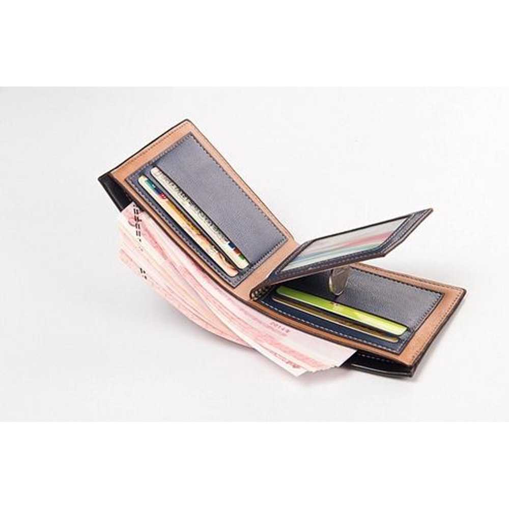 Mens Slim Leather Wallet Bifold Billfold Purse Credit ID Card Holder Genuine Leather 16