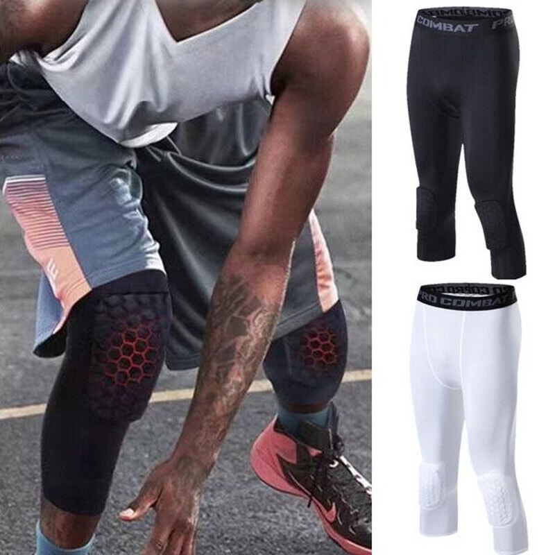 Compression Workout Leggings Mens Basketball Sports Tight Pants Knee Pads For Performance 1