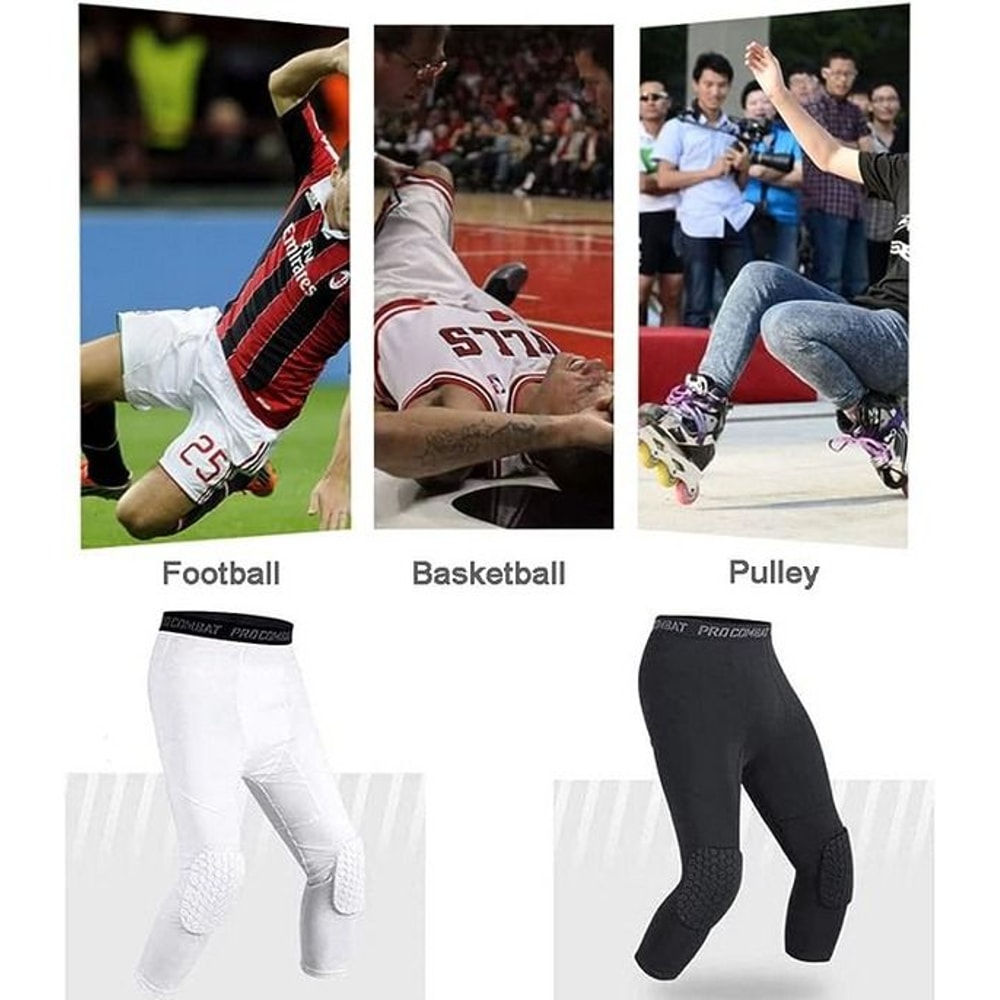 Compression Workout Leggings Mens Basketball Sports Tight Pants Knee Pads For Performance 3