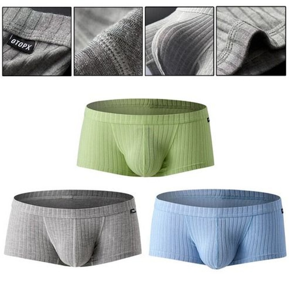 Mens Sexy Underwear Low Waist Briefs U Pouch Boxers Striped Shorts Underpants Breathable Comfort 5