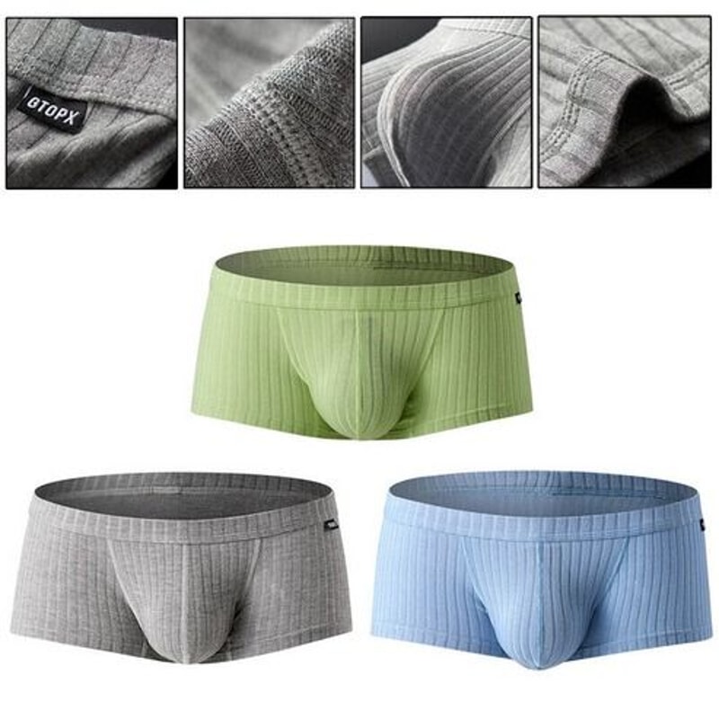 Mens Sexy Underwear Low Waist Briefs U Pouch Boxers Striped Shorts Underpants Breathable Comfort 5