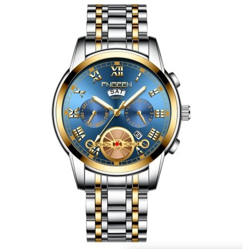 Mens Stainless Steel Watch Quartz Classic Design Waterproof Relojes De Hombre Elegant Wristwatch 1
