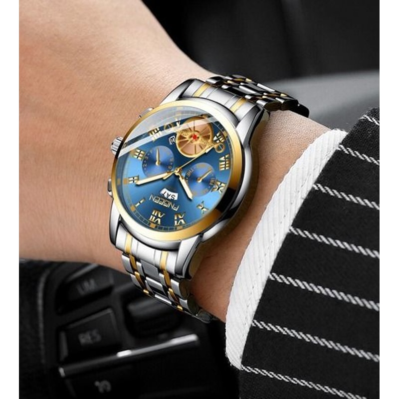 Mens Stainless Steel Watch Quartz Classic Design Waterproof Relojes De Hombre Elegant Wristwatch 2