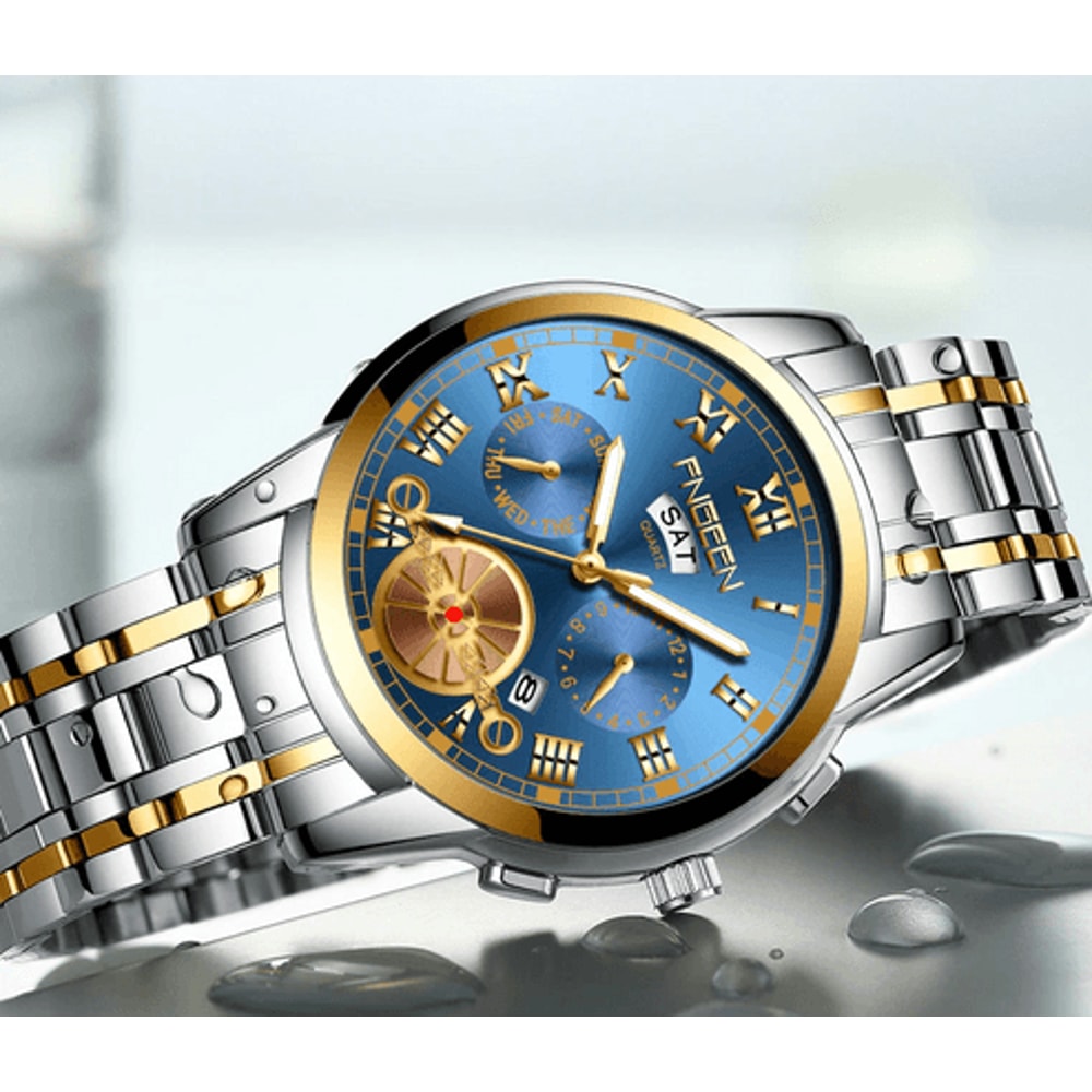 Mens Stainless Steel Watch Quartz Classic Design Waterproof Relojes De Hombre Elegant Wristwatch 5