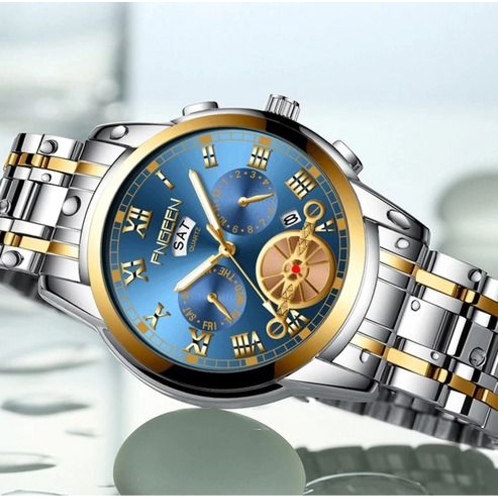 Mens Stainless Steel Watch Quartz Classic Design Waterproof Relojes De Hombre Elegant Wristwatch 0