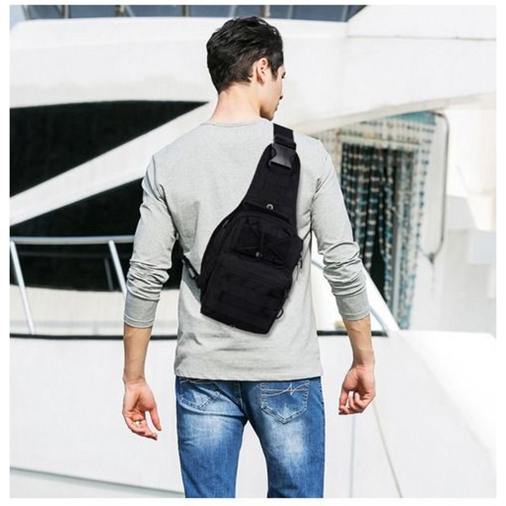 Molle Sling Shoulder Bag Mens Tactical Backpack For Hiking Travel Chest Pack 14