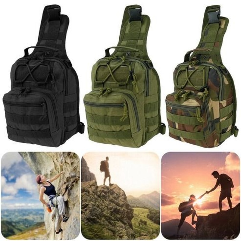 Molle Sling Shoulder Bag Mens Tactical Backpack For Hiking Travel Chest Pack 9