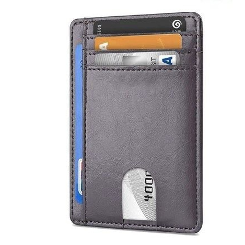Leather Slim Wallet For Men RFID Blocking Credit Card Holder Compact ID Money Wallet 4