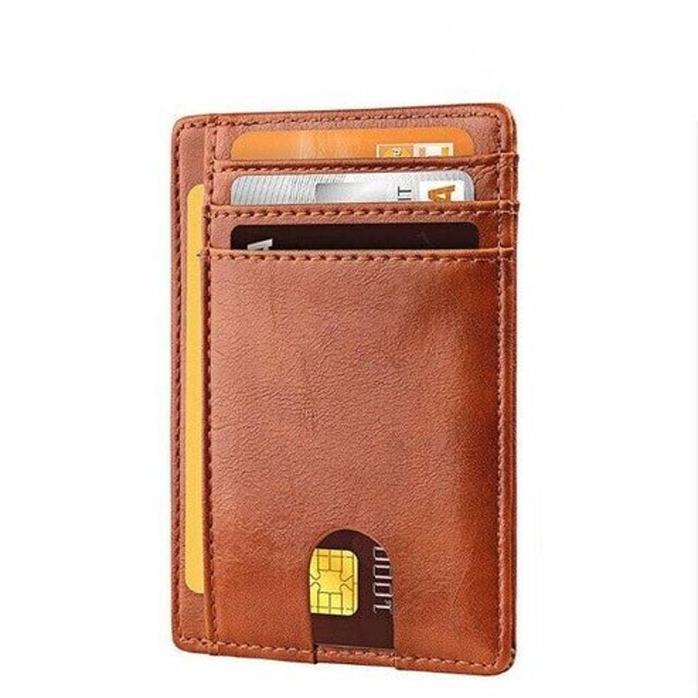 Leather Slim Wallet For Men RFID Blocking Credit Card Holder Compact ID Money Wallet 1