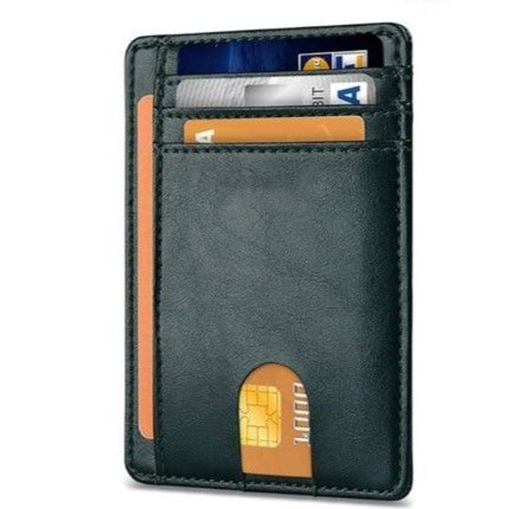 Leather Slim Wallet For Men RFID Blocking Credit Card Holder Compact ID Money Wallet 3