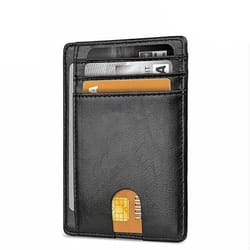 leather slim wallet for men, rfid blocking, credit card holder, compact id & money wallet