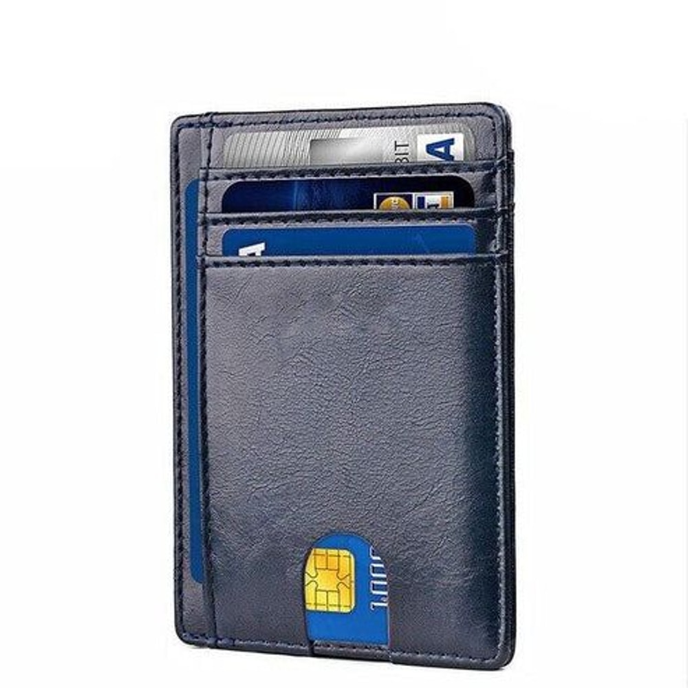 Leather Slim Wallet For Men RFID Blocking Credit Card Holder Compact ID Money Wallet 2