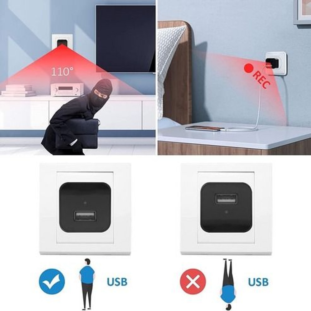 Hidden Camera USB Charger Full HD 1080P DVR Mini Nanny Cam Night Vision Audio Recording 2