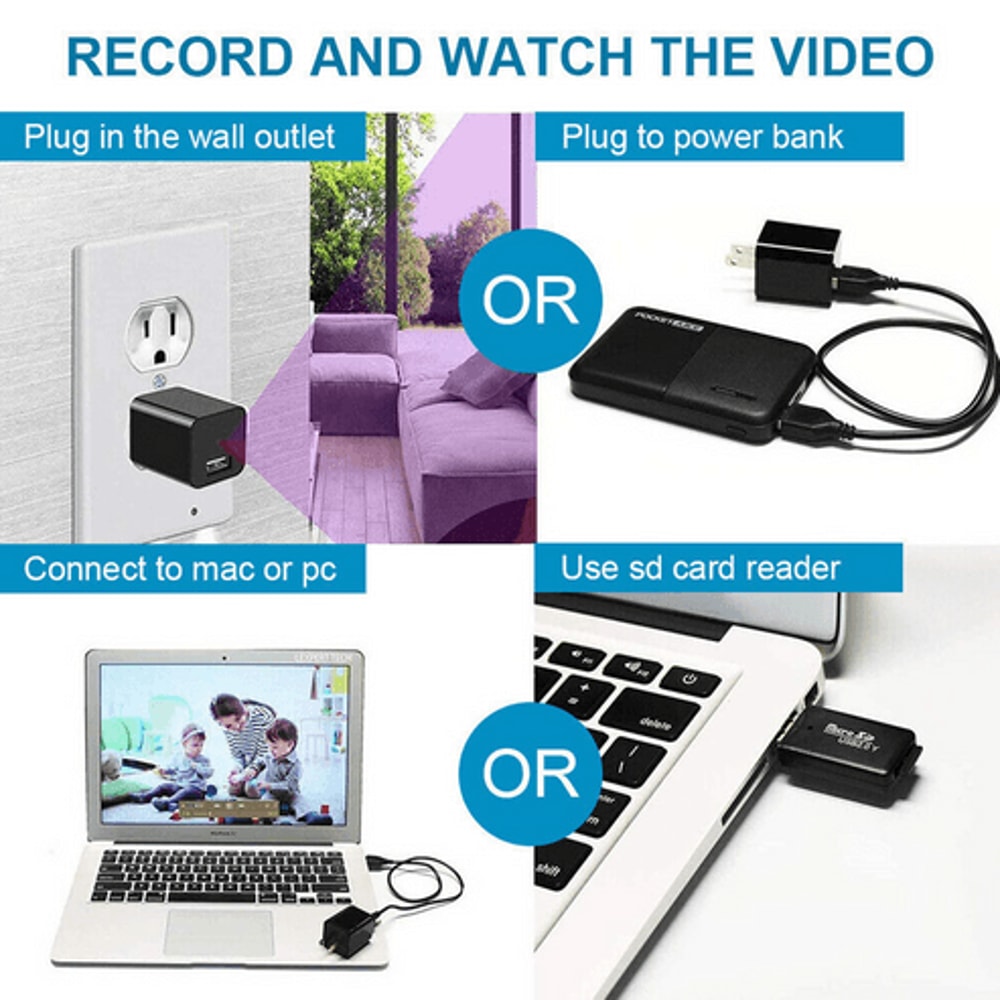 Hidden Camera USB Charger Full HD 1080P DVR Mini Nanny Cam Night Vision Audio Recording 9