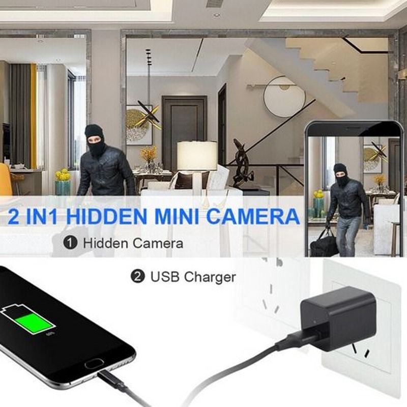 Hidden Camera USB Charger Full HD 1080P DVR Mini Nanny Cam Night Vision Audio Recording 5
