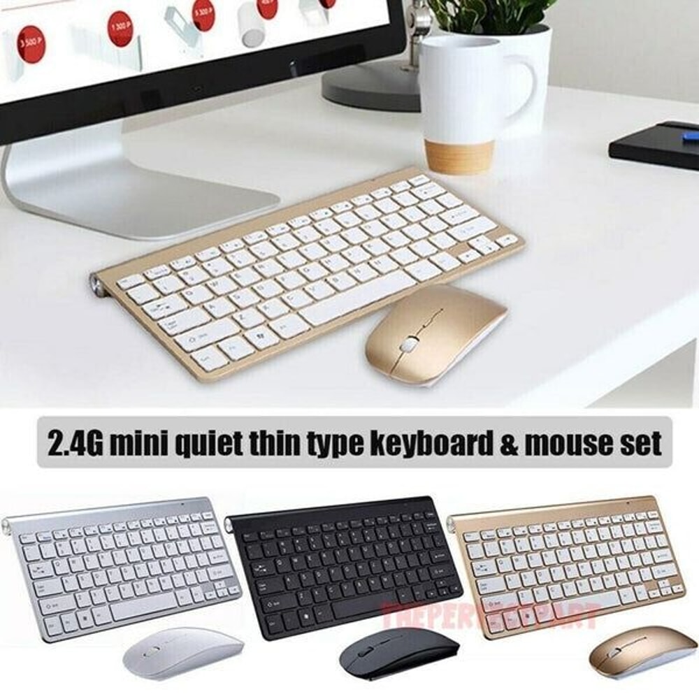 Mini Wireless Keyboard And Mouse Set Waterproof For Mac Apple PC Computer UltraSlim Easy Connectivi 3