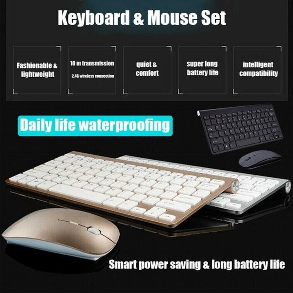 Mini Wireless Keyboard And Mouse Set Waterproof For Mac Apple PC Computer UltraSlim Easy Connectivi 4