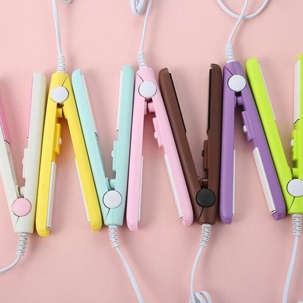 Professional Hair Iron Mini Ceramic Hair Straightener And Curler Portable 2in1 Hair Styling Tool Fo