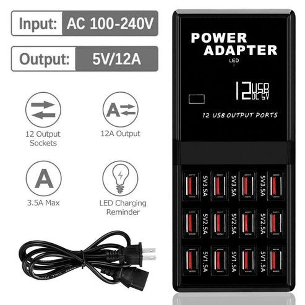 Multi Port USB Charging Hub Desktop Wall Organizer Cell Phone Charger With Smart Charging Ports For 6