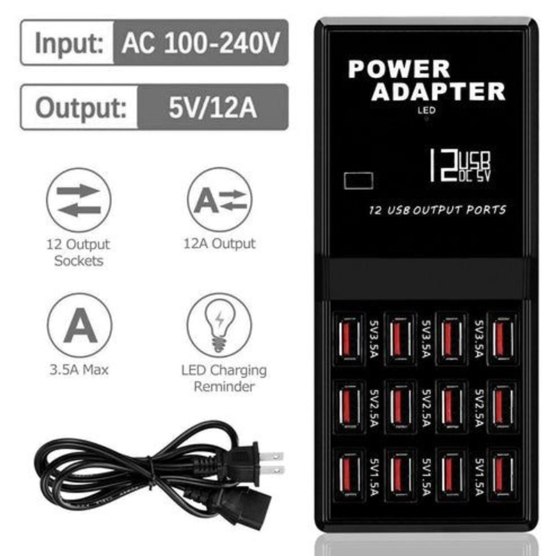 Multi Port USB Charging Hub Desktop Wall Organizer Cell Phone Charger With Smart Charging Ports For 6