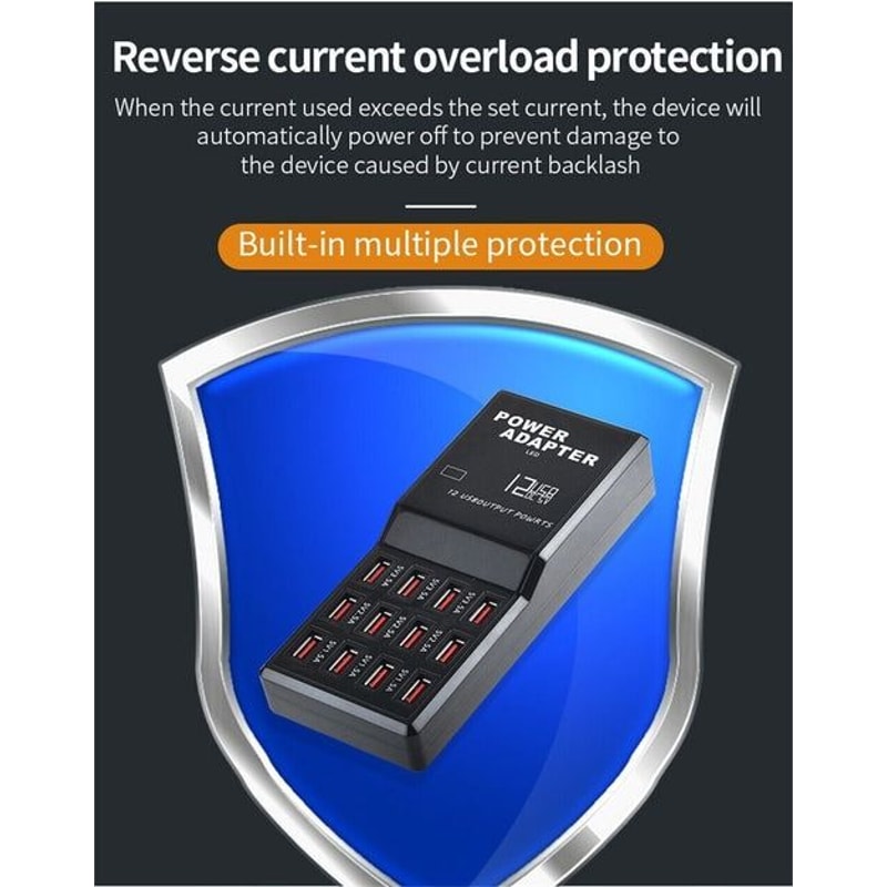 Multi Port USB Charging Hub Desktop Wall Organizer Cell Phone Charger With Smart Charging Ports For 8