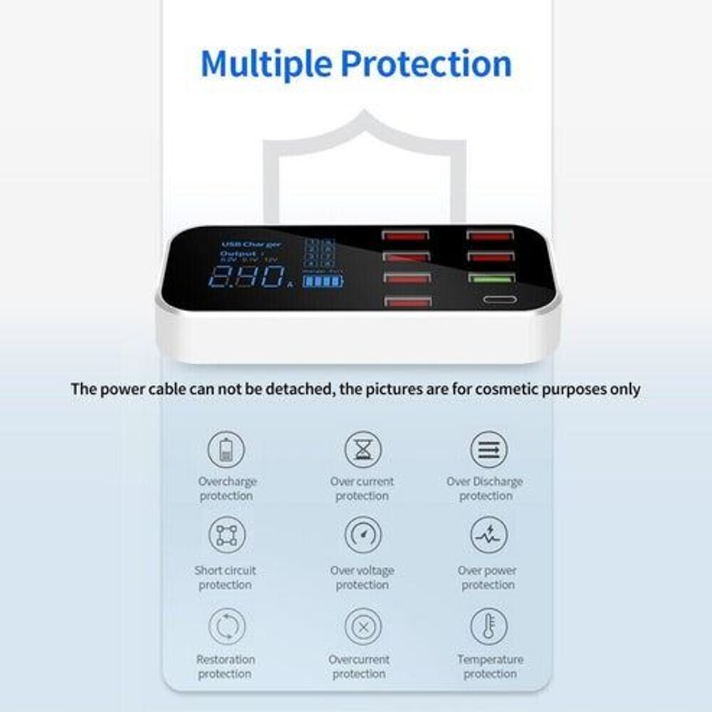 Fast Desktop Charging Hub Multi USB Charger Station With Quick Charge PD TypeC Charging For Multip 8