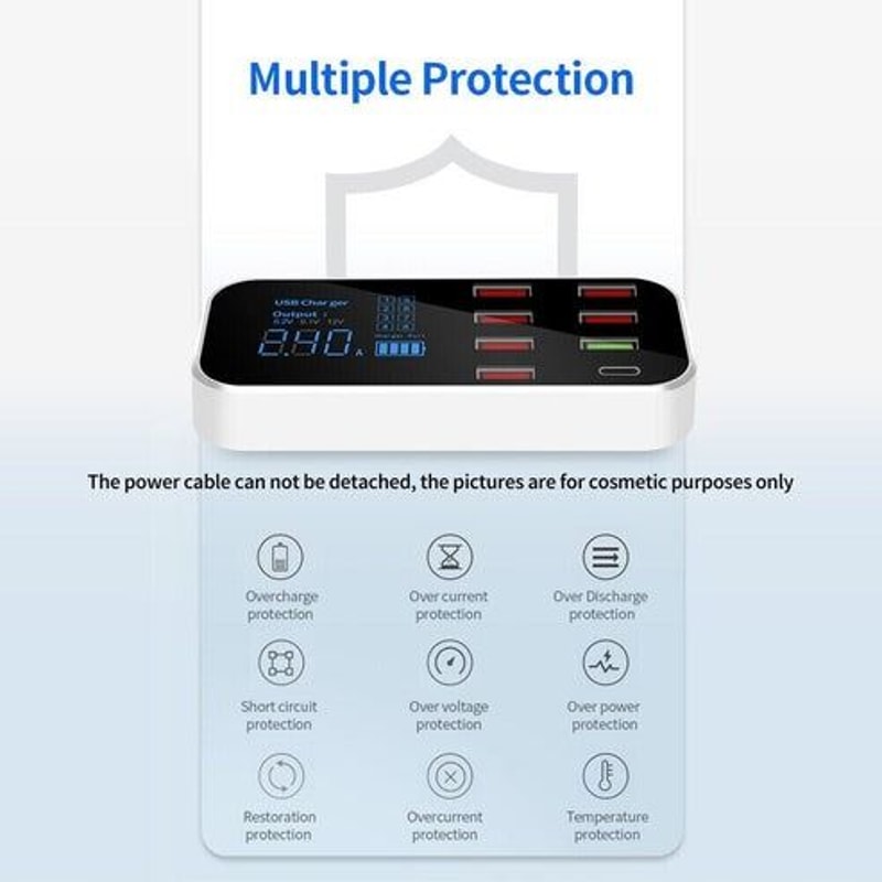 Fast Desktop Charging Hub Multi USB Charger Station With Quick Charge PD TypeC Charging For Multip 8
