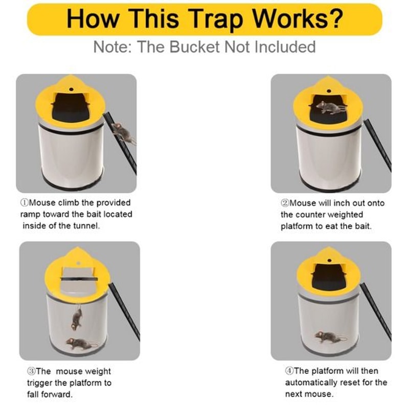 Flip Slide Mouse Trap Bucket Catcher For Rats And Mice Mousetrap Slide Bucket Lid 2