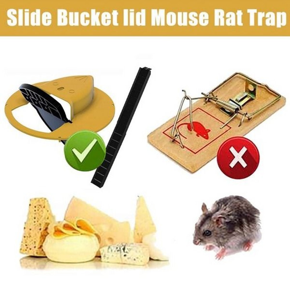 Flip Slide Mouse Trap Bucket Catcher For Rats And Mice Mousetrap Slide Bucket Lid 5