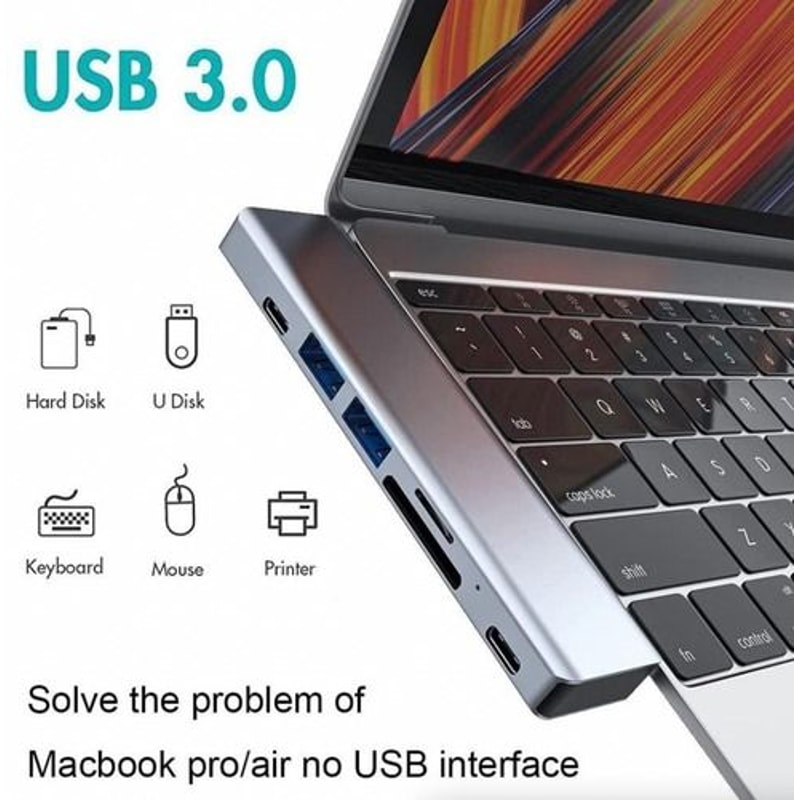 USBC Hub Type C To USB HDMI Adapter For MacBook ProAir HighSpeed Data Transfer 15