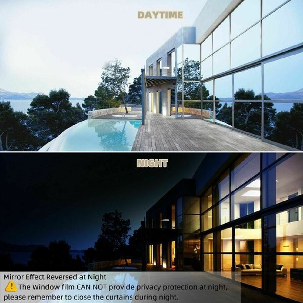 Heat UV Reflective One Way Mirror Window Film Privacy Tint Foil For Home Office 7