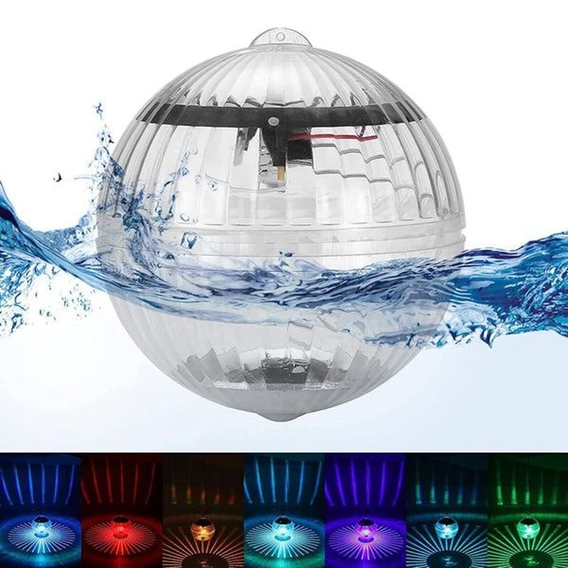 Outdoor Solar Floating Light Garden Pond Lamp Rotating RGB LED Pool Light 2