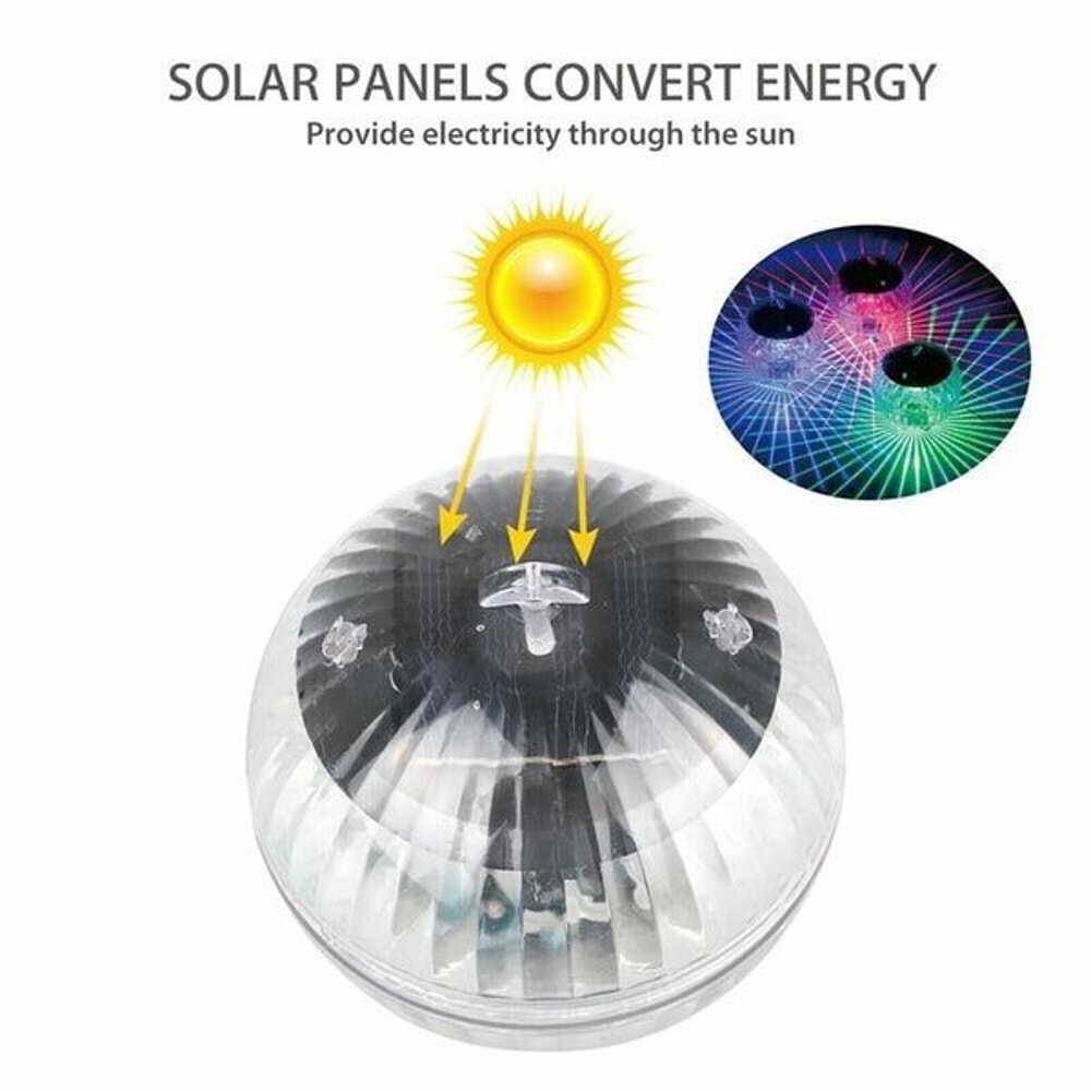 Outdoor Solar Floating Light Garden Pond Lamp Rotating RGB LED Pool Light 7