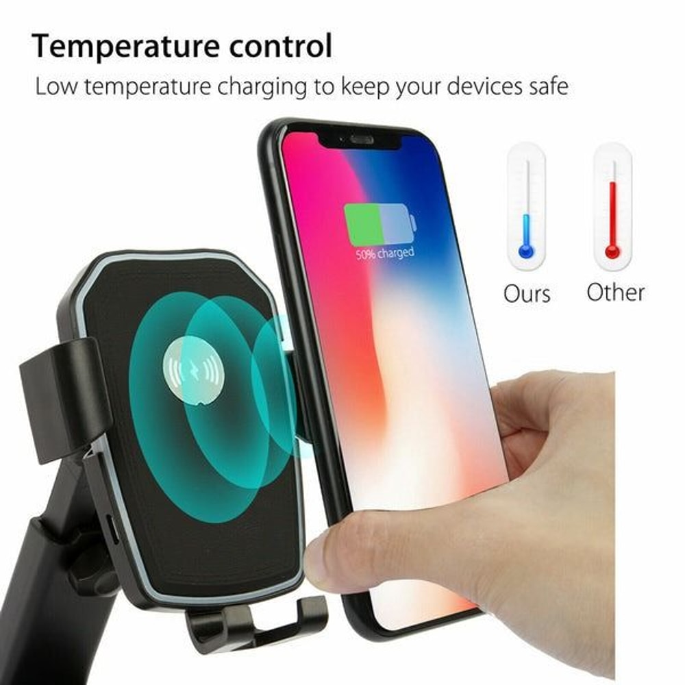 Qi Wireless Fast Charging Car Charger Mount Stand 360Degree Rotation Adjustable Holder For Phones 5