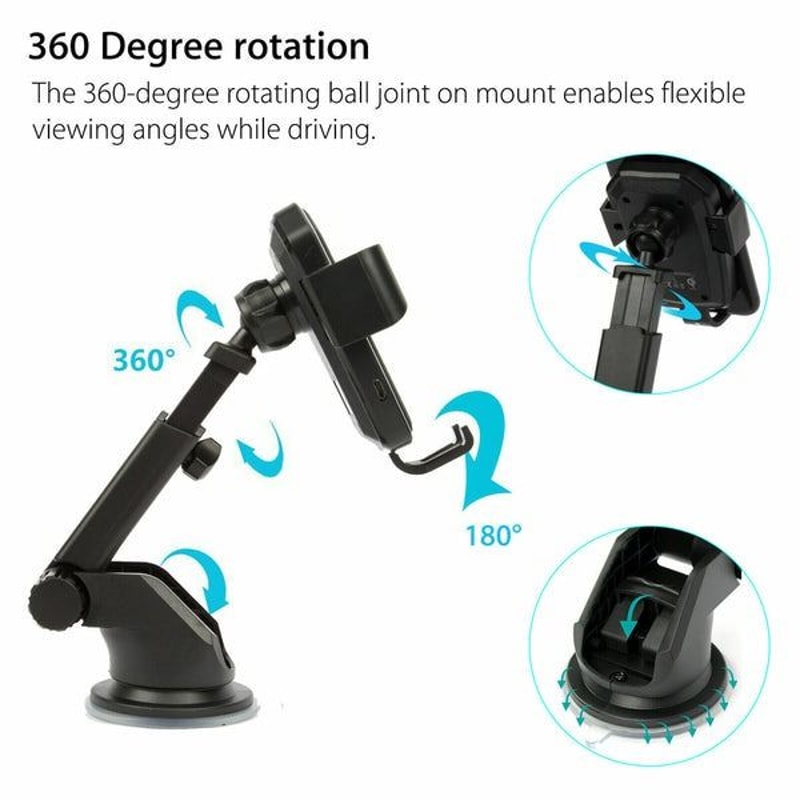 Qi Wireless Fast Charging Car Charger Mount Stand 360Degree Rotation Adjustable Holder For Phones 7
