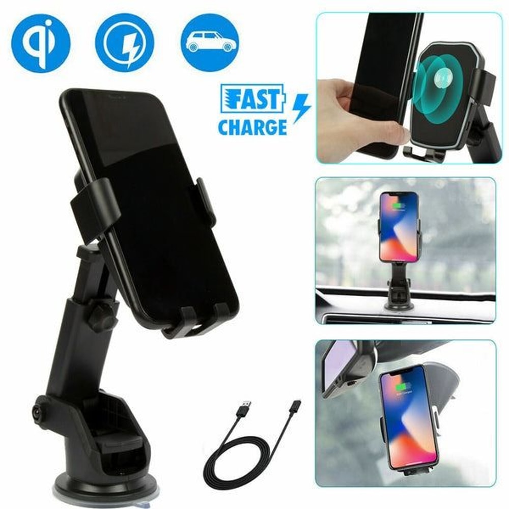 Qi Wireless Fast Charging Car Charger Mount Stand 360Degree Rotation Adjustable Holder For Phones 1