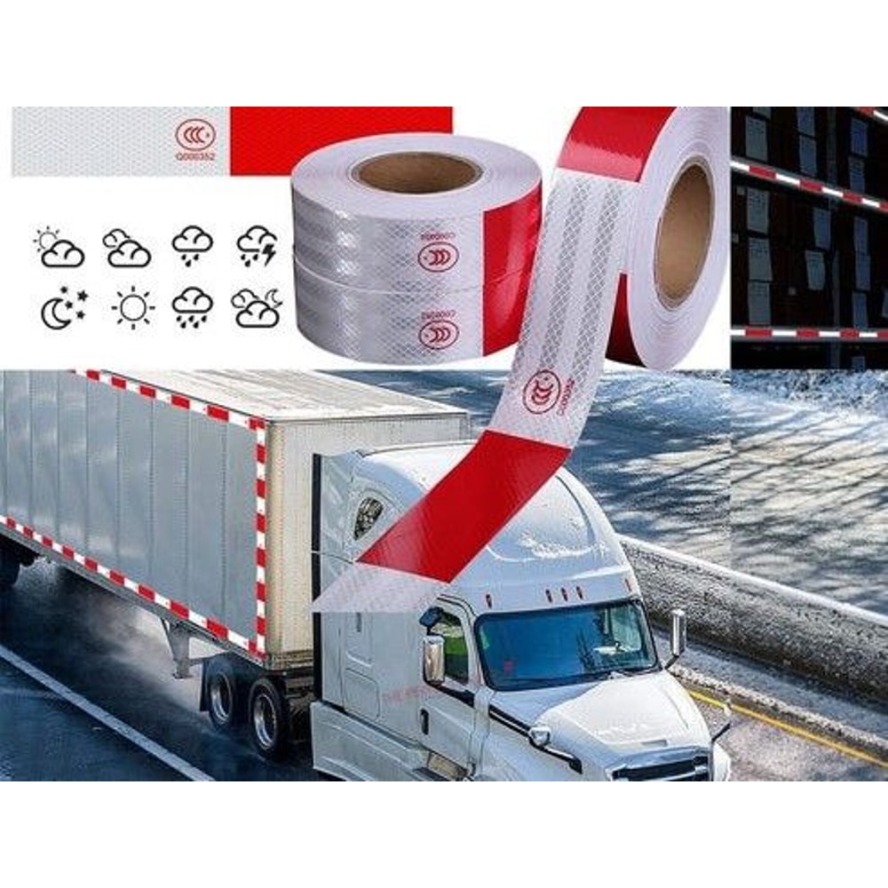 Reflective Safety Tape For Trailers Trucks Cars Waterproof Conspicuity Tape Red White Warning Sign