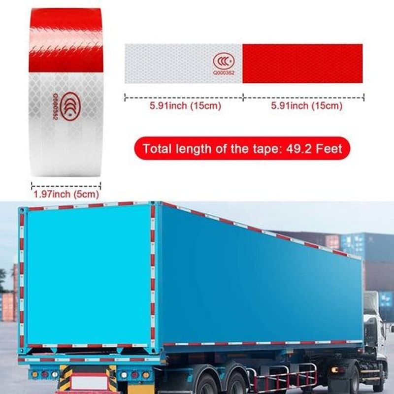 Reflective Safety Tape For Trailers Trucks Cars Waterproof Conspicuity Tape Red White Warning Sign