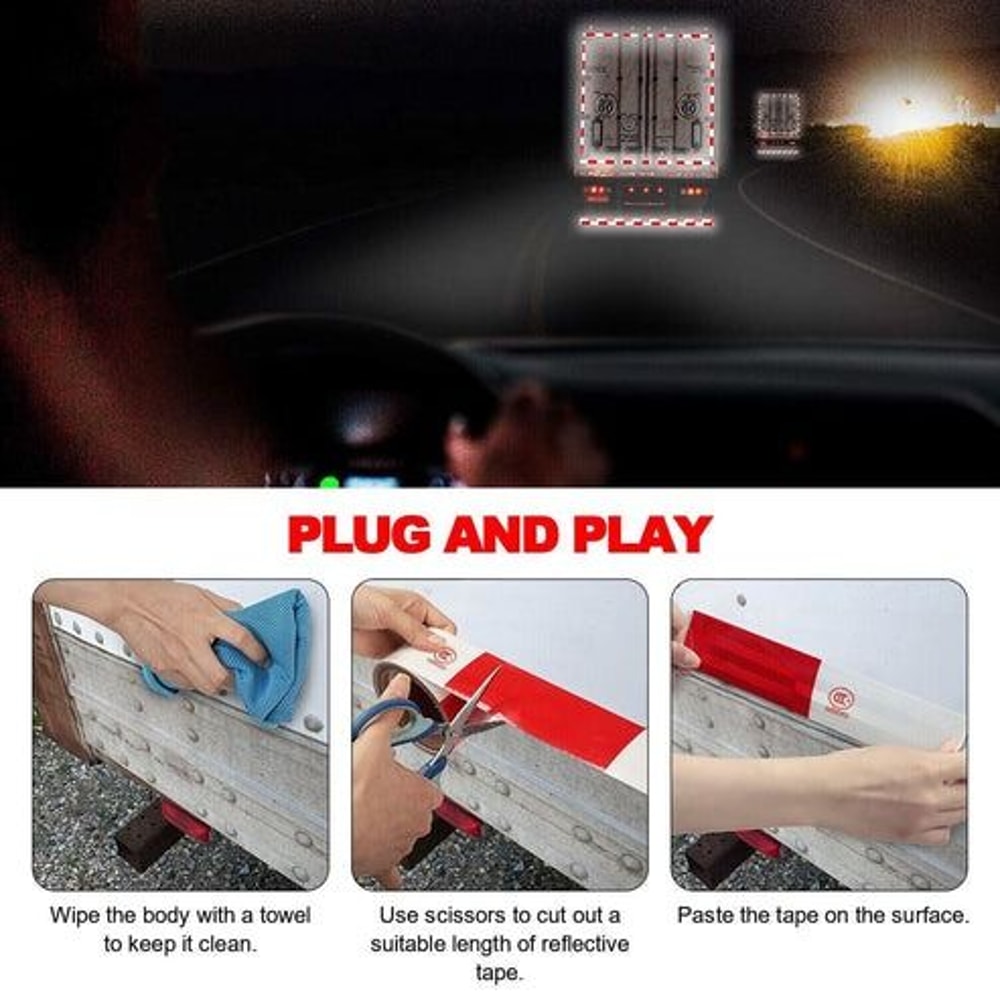 Reflective Safety Tape For Trailers Trucks Cars Waterproof Conspicuity Tape Red White Warning Sign